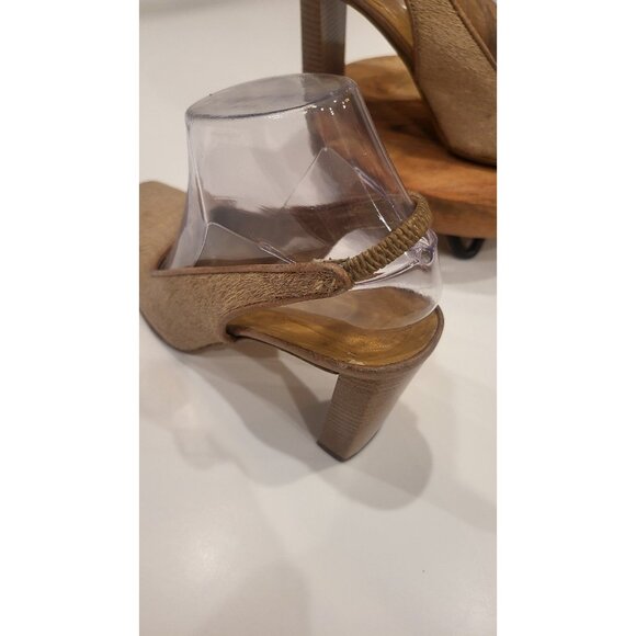 Luiza Barcelos Textured Heels size 7.5(38) in taupe/tan fits like 8.5 - Picture 3 of 9